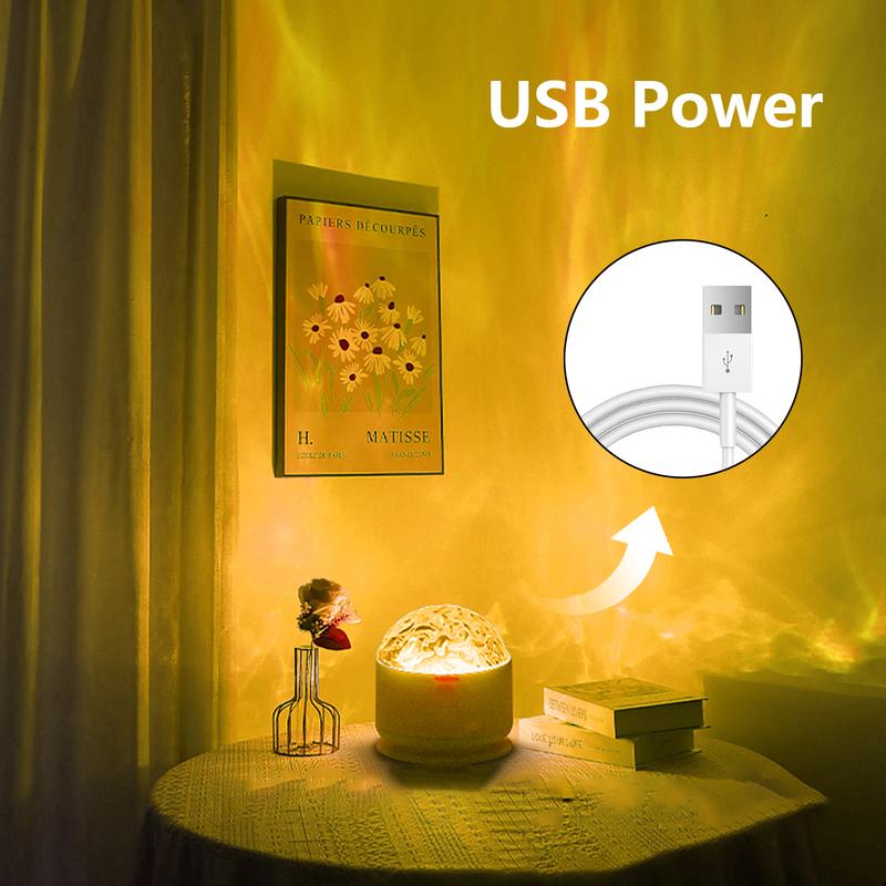 Aurora & Water Ripple 2-in-1 Projector Light – 16 Color LED Atmosphere Lamp with Remote, USB-Powered Night Light for Bedroom, Parties & Relaxation Modern Mood Lighting Rgb Lighting Effects Halloween Decor Christmas Gift