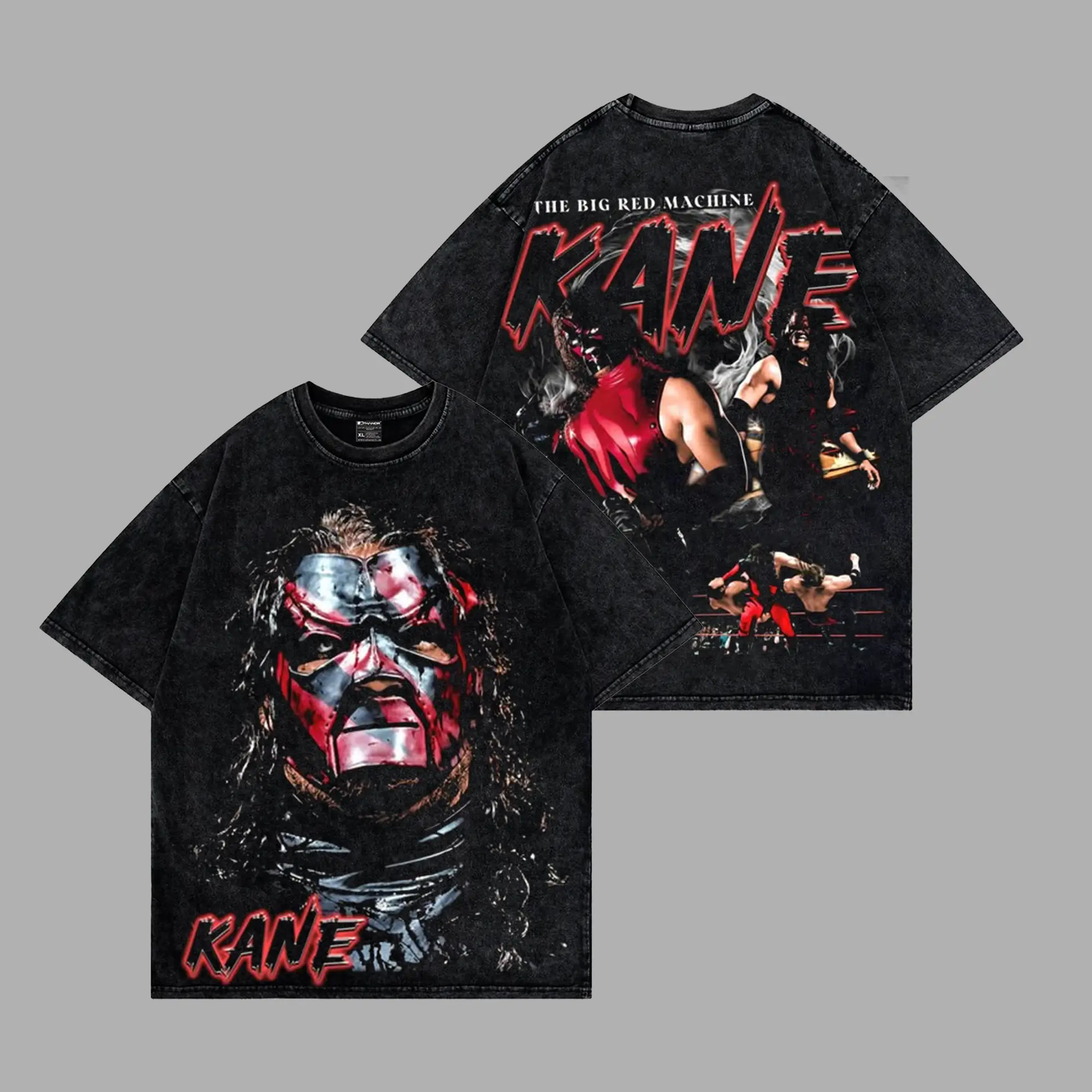 Kane - The Big Red Machine WWE Legend Premium Wrestling Acid Washed 100% Cotton T-Shirt Team Hellfire, Brothers of Destruction Fans Shirt, WWE Fans Shirt, WWE Event Outfit