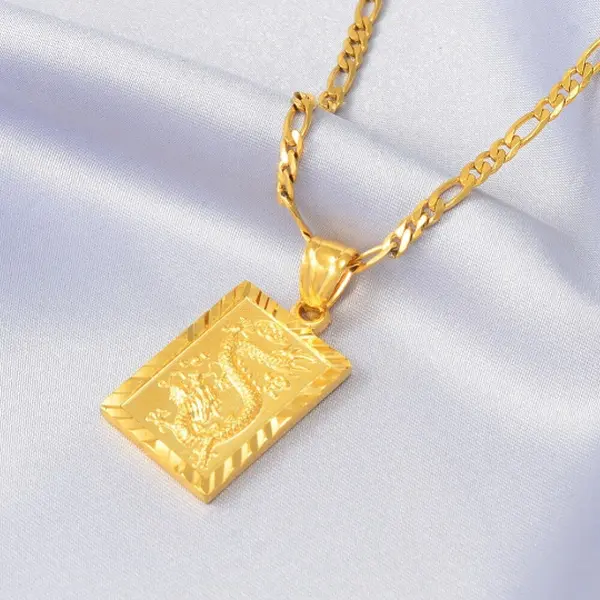 Dragon Necklace, Gold, Gift For Him, For Men, Gift For Her,  Gift, Pendant