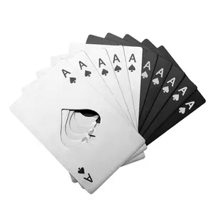 10Pcs Ace of Spades Bottle Openers, Poker Card Bottle Openers, Stainless Steel Portable Metal Credit Card Beer Bottle Can Cap Openers for Wallet Pocket Wedding Birthday Party-Silver/Black