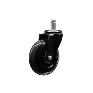 3 Inch Swivel Office Chair Caster Wheels for Furniture - Polyurethane Wheel with 7/16 Inch by 7/8 Inch Grip Ring Stem - Safe for Hardwood Floors & Carpet - 130 lbs. Per Caster - Service Caster Brand