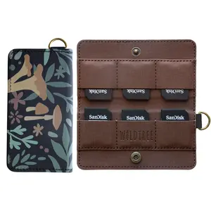 Forest Foliage SD Card Holder with 6-Slots | PU Leather, Camera Accessory, Travel Case w/ D-Ring