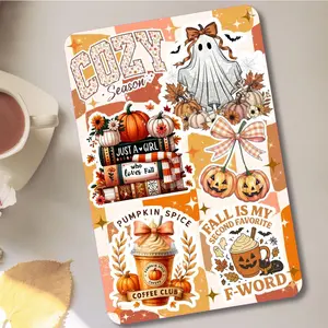 Cozy Ghostie Fall Autumn Holographic Cardstock Clear Case Insert for Kindle | Dark Romance Book Lover Gift | Bookish Stickers for Kindle | Gothic Kindle Decorating Accessories | Booktok Smartphone Aesthetic Cover | Just a Girl Who Loves Fall