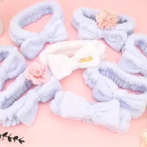 8pcs High-Elasticity Bow Headband for Women - Soft Coral Fleece Spa Headband for Face Washing, Makeup, Skincare - Perfect Bridesmaid Gift for Weddings, Valentine’s Day, Mother’s Day, Skincare Session Accessory