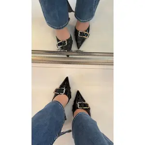 Alexa Closed Toe Pump Heel - Gold Hardware Pointed Toe Heel