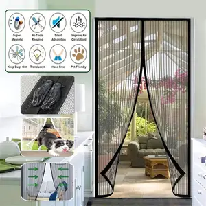 Magnetic Screen Door - Self-sealing, heavy-duty striped mesh curtains, suitable for a variety of room types and door types, with confidence, the perfect gift, four seasons insect proof, Halloween/Christmas gifts