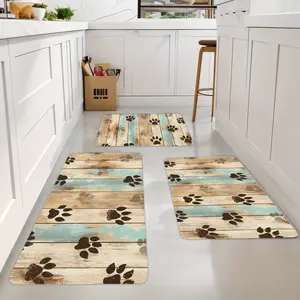 Christmas Decorations For Home,3Pcs Home Kitchen Mat Set, Puppy Footprint Pattern Home Decoration, Non Slip, Suitable For Bedroom, Living Room, It Is A Great Gift For Chef Friends,Thanksgiving Gifts