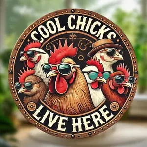 Iron Chicken Sign Coop Decor