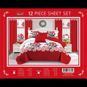 12 Piece Sheet Set California King Vibrant Nature Theme Green and White Bedding with Floral Grass and Daisies Complete Bedroom Makeover