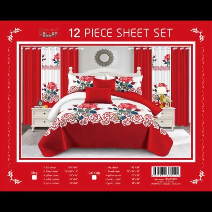 12 Piece Sheet Set California King Vibrant Nature Theme Green and White Bedding with Floral Grass and Daisies Complete Bedroom Makeover