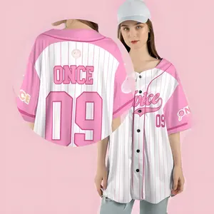 Pink Candy OT9 Baseball Jersey – Vintage 90s K-Pop Fan Jersey for Couples