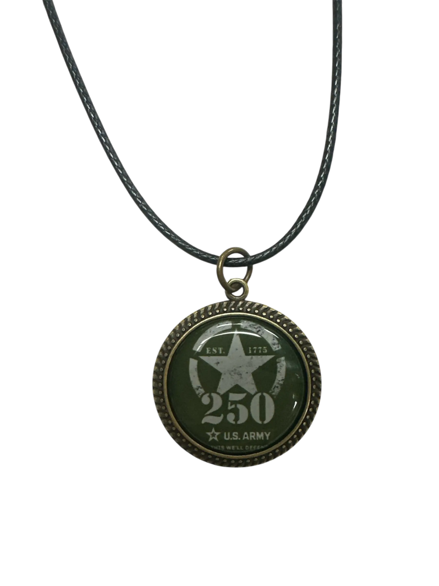 250th Anniversary Limited Edition Pendant Necklace (Army, Navy, Marine) | Made in USA | Officially Licensed Military Antique Gold Pendant Necklace -