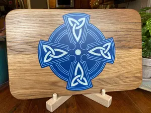 White Oak Charcuterie Board with Celtic Cross Resin Inlay - Handcrafted