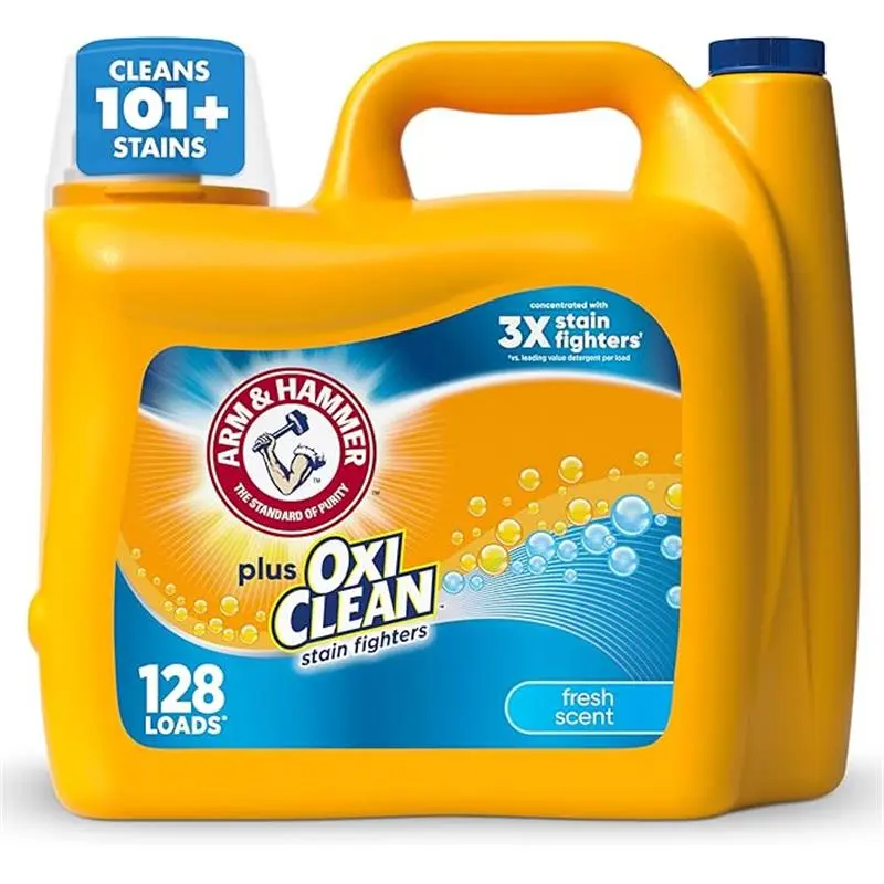 166.5 fl oz 128 Loads Plus OxiClean Stain Fighters Liquid Laundry Detergent, Fresh Scent
