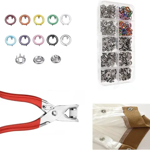 Durable Corrosion-Resistant Invisible Colored Metal Snap Button & Manual Pliers Kit - 1 Set for Beginners, 100pcs Repair Buckles, 1 Plier, Pins, Diy Friendly, Easy Customization of Clothes, Firm Snap-In Hold