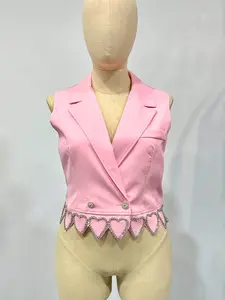 Vest Top With Rhinestone Hearts Trimming - Blusa Tipo Chaleco Con Ribete De Corazones & Pedreria