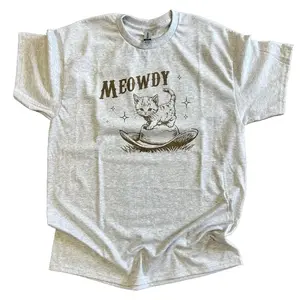 Meowdy Cat T-Shirt on Ash Gray