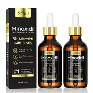 2-Pack 5% Minoxidil Hair Growth Serum for Men and Women, Hair Regrowth Treatment for Stronger, Thicker, and Longer Hair, Natural Facial Hair Grooming and Thickening Solution