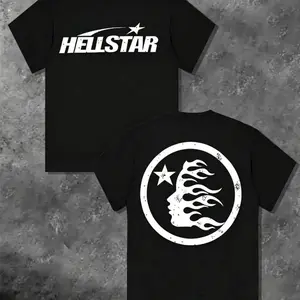 Summer 2026 Streetwear[Up to 50% off] Hell Star Pattern Double Sided Printed T-Shirt, High Quality Crew Neck Casual Short Sleeve Top for Spring & SummerGraphic Tee Breathable / Soft
