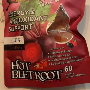 Butterfly Tear Spicy Beetroot Gummies – 14-in-1 Blend Supplement, Raspberry Flavor, 60 Gummies. Supports Blood Flow, Blood Sugar Balance, Nitric Oxide Production, and Energy Boost. Sugar-Free, Non-GMO, and Gluten-Free.