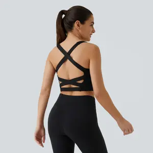 Halara Softlyzero Airy Square Neck Backless Crisscross Cropped Cool Touch Yoga Tank Top-UPF50+#TikTokShopBacktoSchool
