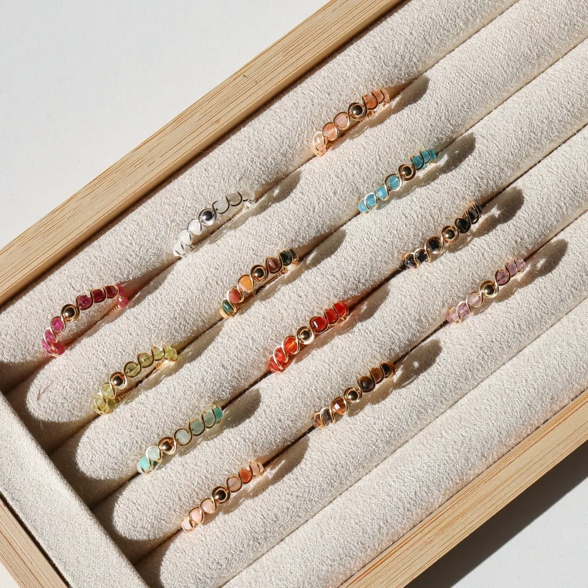 Custom Dainty Crystal Rings | Wire wrapped rings | cute Beaded ring | twisted ring
