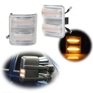 2pcs For Ford F250 F350 F450 F550 Clear Amber LED Side Mirror Marker Signal lamps Lights, Replace OEM 7C3Z13776A, 7C3Z13776B