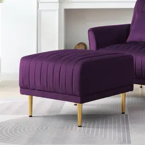 Purple Velvet Ottoman for Modular Sectional Living Room Sofa or Chair -W71462438