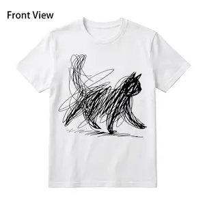 Men's & Women's Abstract Cat Line-Drawing Printed T-Shirt, Menswear Women's Clothes Crew Neck Round Neck Short Sleeve Casual Regular Fit All-Season Modern Retail Style Tee