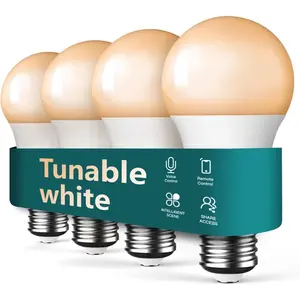 Smart Light Bulbs 4 Pack, 2500K-6500K Tunable White Dimmable LED Light Bulb Compatible With Alexa,Google Home, 2.4GHz WiFi Smart Bulb, 800LM, E26 A19 9W, No Hub Required