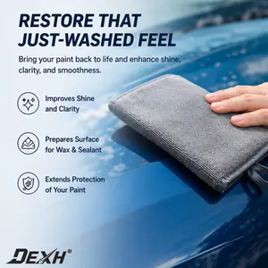 Dexh Car Clay Mitt for Auto Detailing Premium Clay Bar Alternative Scratch-Free Paint Cleaner Removes Contaminants Overspray Reusable Wash Mitt for Car Wash Safe on Paint Glass Wheels Professional Detailing Tool Easy to Use Deep Cleaning  kit Summervibes
