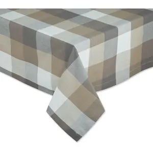 Design Imports 60x84" Tri Color Check Tablecloth