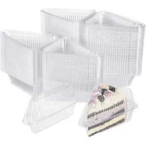 200 Pcs Clear Cake Container with Lids Single 5'' Clear Medium Hinged Lid Pie Container Disposable Box Food Containers for 7''- 9'' Diameter Pie Cheesecake Packaging Home Bakery