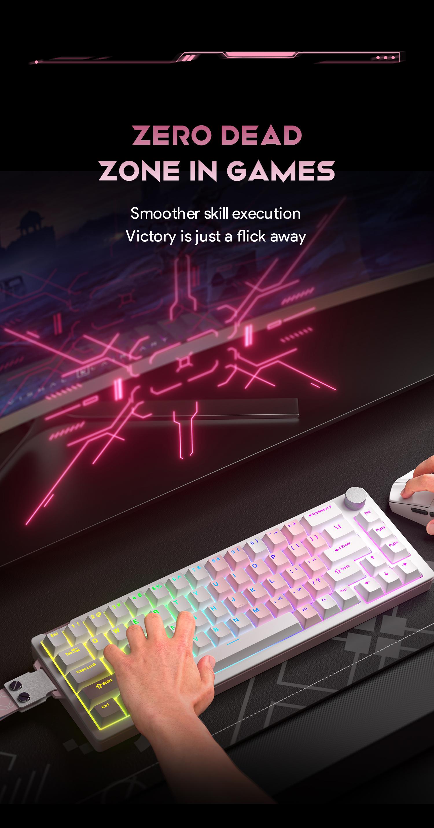 FURYCUBE V68 Creamy Mechanical Keyboard With Knob,An Extra Set of Keycaps Included,RGB Backlit,Compact 68 Keys 65% Layout,Hot-Swappable Switch,Type-C Wired,for Gaming Office Work,Ergonomic Design,Windows Laptop PC Mac,Gift