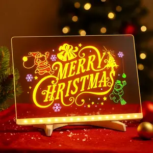 Led Drawing Board For Kids with Light Clear Light up Dry Erase Board Drawing Board with Stand Desktop Glow Memo LED Letter White Board Suitable for Office, School,Home ,LED Note Board with 7 Color Markers Decor Design neon signs