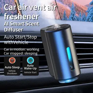 Smart Adjustable Car Air Freshener & Diffuser - 3 Intensity Settings, Portable, Waterless, DIY Scent, Universal Compatibility, Reusable Base Liquid, Auto Start/Stop, USB Charging, Car Vent Mount