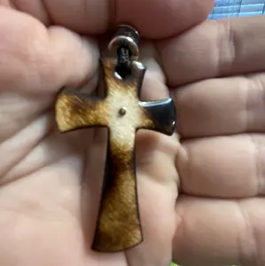 2" x 1.25" Fire Painted Cross with Real Mustard Seed Symbolizing Faith and Power to Move Mountains