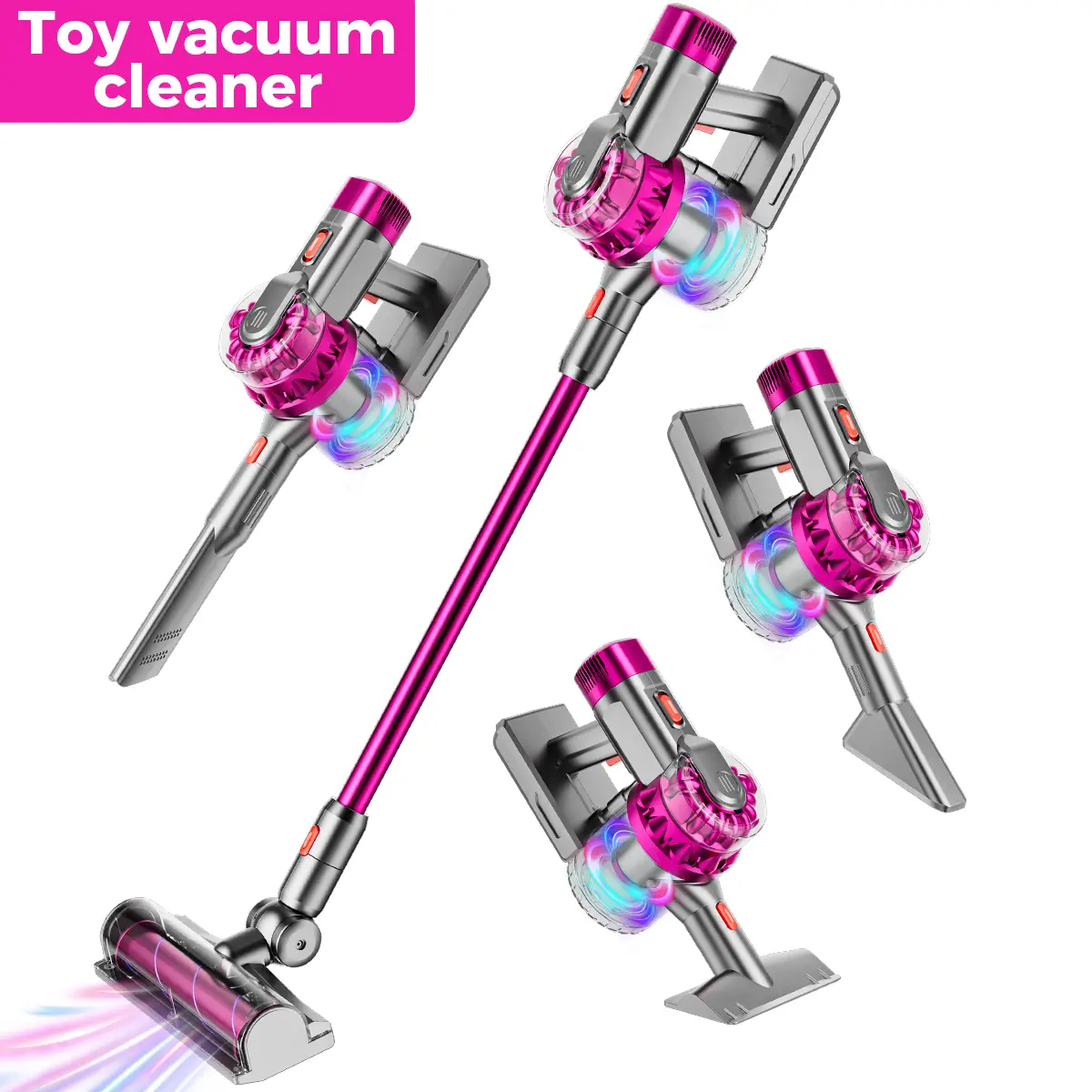 SHNAYLE TOYS4-in-1 Kids Vacuum That Really Work, Toddler Pretend Play Cleaning Toy Set W/ Light & Sound, Interactive Toy Cleaner Birthday Idea for 2 3