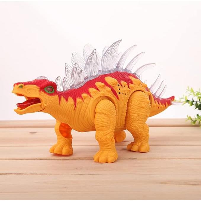 Electronic Walking Stegosaurus Jurassic Dinosaur Toy Figure for Toddlers w/Sounds, Tail Swing Action & Lights Dino Gift for Kids Boys Girls