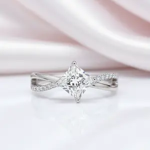 Princess Cut Diamond Option Twist Engagement Ring