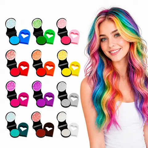 Temporary Hair Powder Chalk Dye - 6-12 Color Options, Easy Washable Removal, Makeup for Party Events, Halloween Cosplay DIY Hair Styling, Temporary Dye