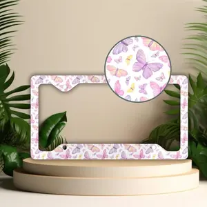 Butterflies License Plate Frame, Coquette Car Accessories for Women and Teen Girls, Cute Butterfly Vanity Tag Holder, Girly Car Decor