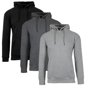Men's 3 Pack Heavyweight Fleece Lined Zip & Pullover Hoodies Menswear Plain