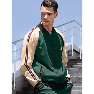 Men's Leisure Sports Suit, Spring And Autumn Jacket And Pants, 2 Fashion Sports Clothing, Youth Fashion Trend, Color Contrast Design Leisure Sports Four Seasons Suitable Clothing, Suitable For Sports Training Jogging Fitness Shopping