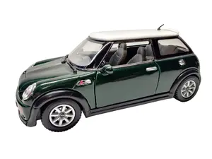 KINSMART Mini Cooper S Diecast Model 1:28 Scale 5 Inch Green Pull-Back Action Openable Doors Collectible Classic Car