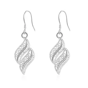 Elegant Wave Design Sterling Silver Dangle Earrings for Women, Sparkling Cubic Zirconia Drop Earrings, Lightweight Hypoallergenic Gift Jewelry for Birthday, Anniversary, Christmas