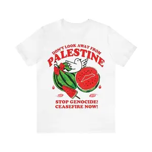 Don't look away from palestine | free palestine shirt | support palestine | watermelon, Hoodie, Streetwear, Tshirt, Top Casual Cotton