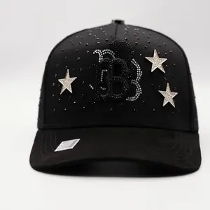 Hat B’s Black Silver Stars Crystals