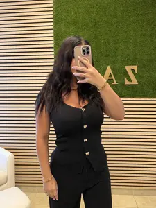 Heart Shape Knit Top: Black