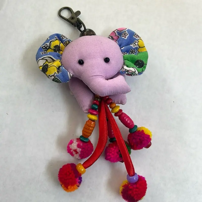 THAILAND FABRIC HANDMADE ELEPHANT KEYCAHIN